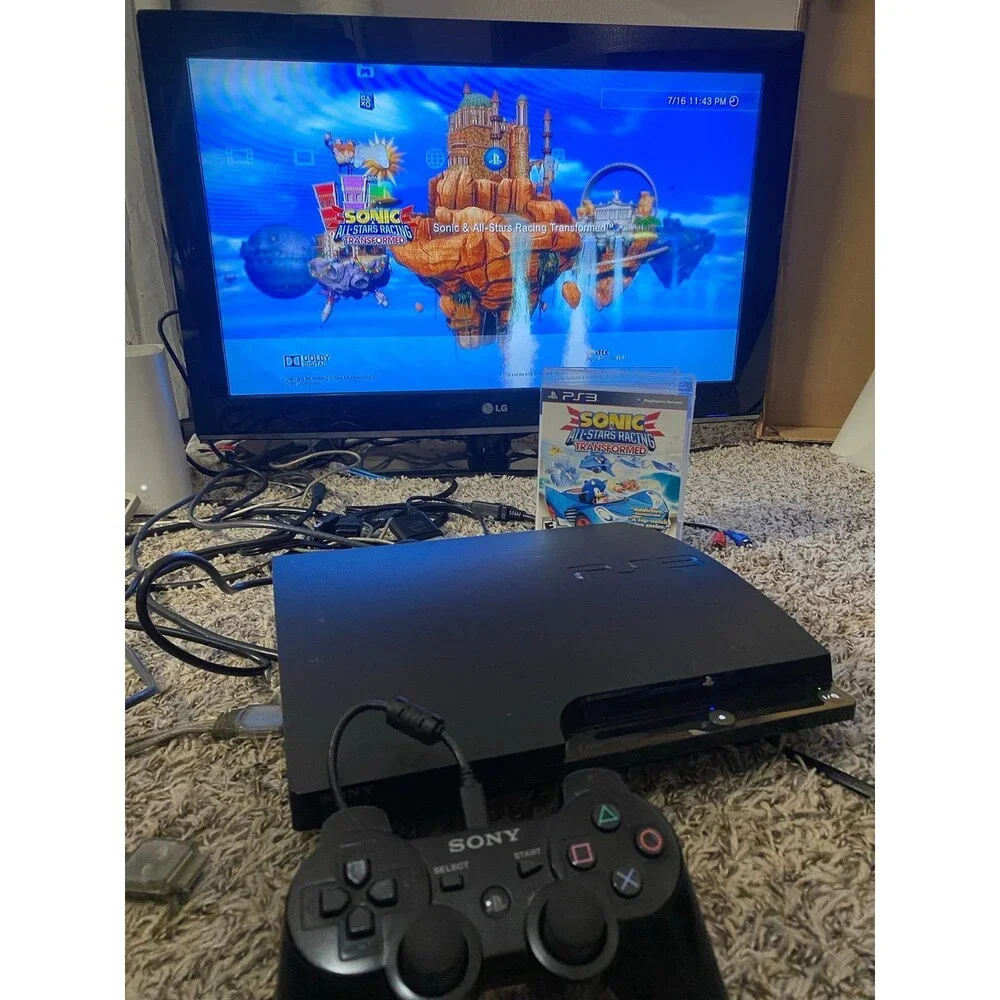 Sony PlayStation 3 Slim 320GB CECH-2501B Console Controller Clean PS3 Slim
